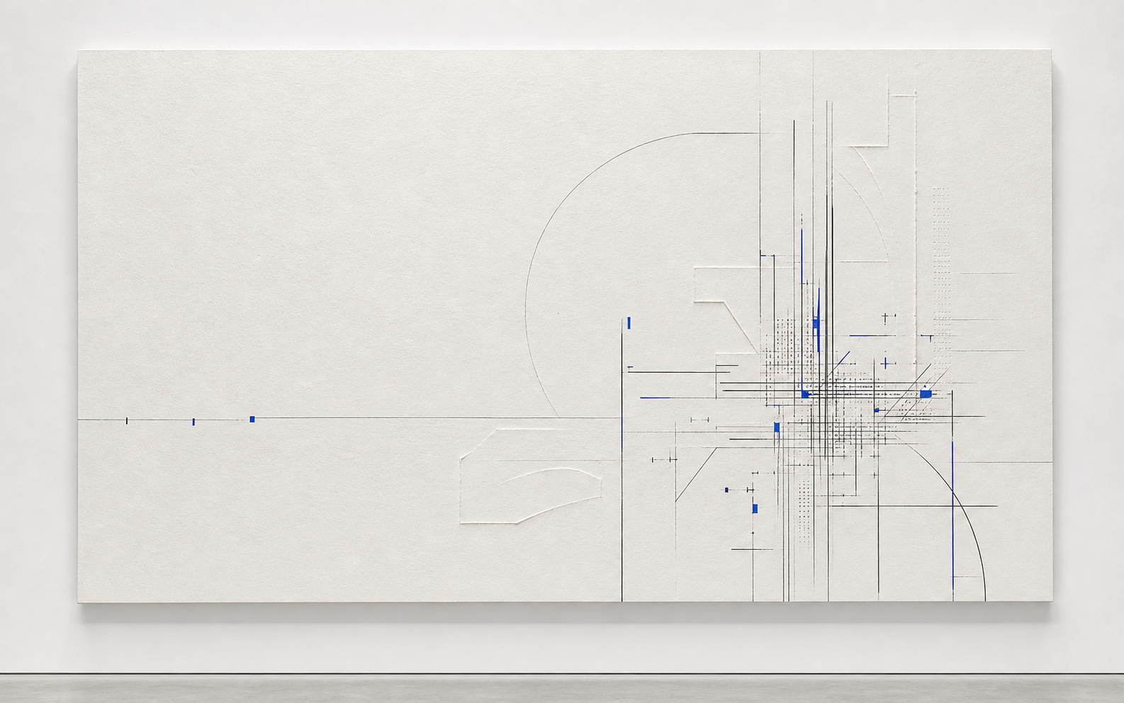 Relief papier minimal avec lignes noires et marques bleues