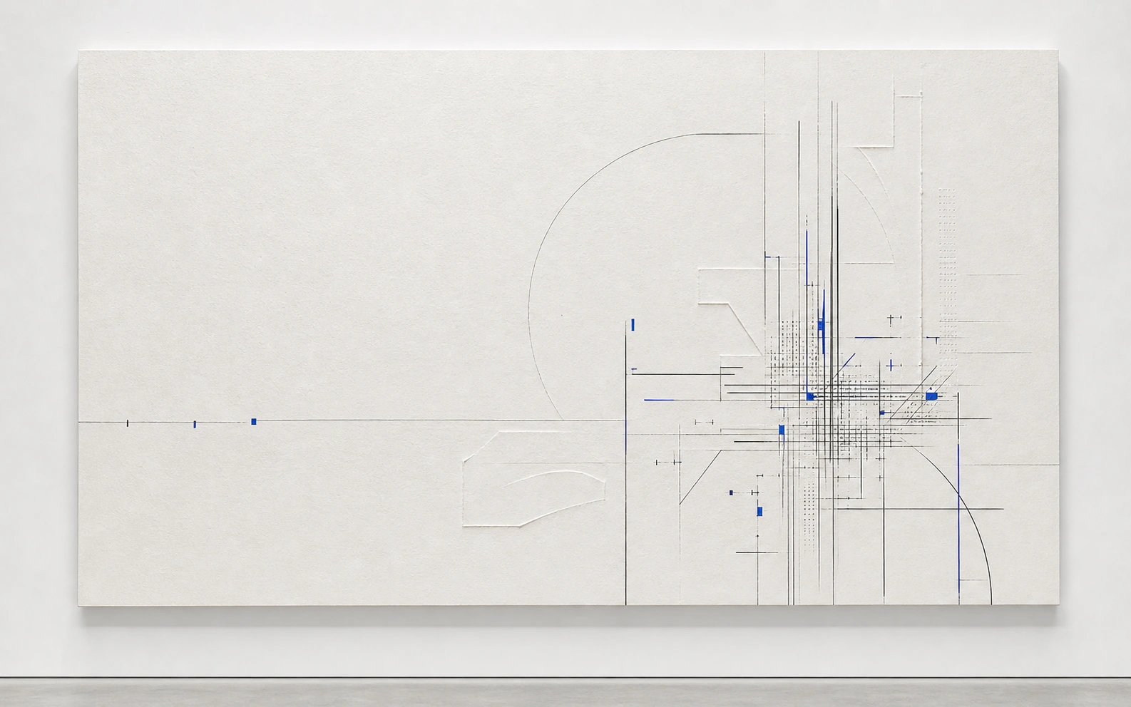 Relief papier minimal avec lignes noires et marques bleues